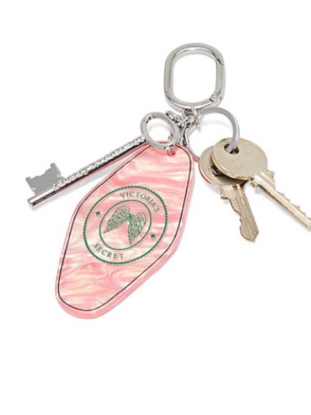 Victoria's Secret pink marbled hotel key keychain